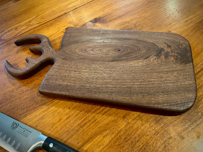 *Limited Supply* Antler Handle Black Walnut cutting board