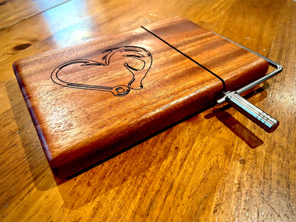 Hook-N-Antler Solid Mahogany engraved Cheese Slicer