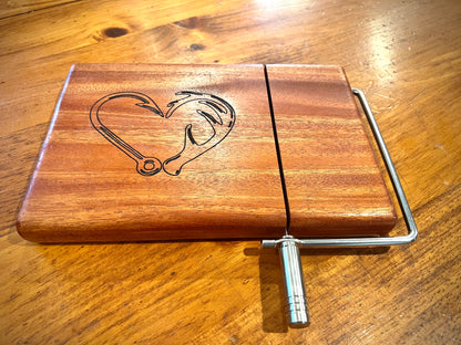 Hook-N-Antler Solid Mahogany engraved Cheese Slicer
