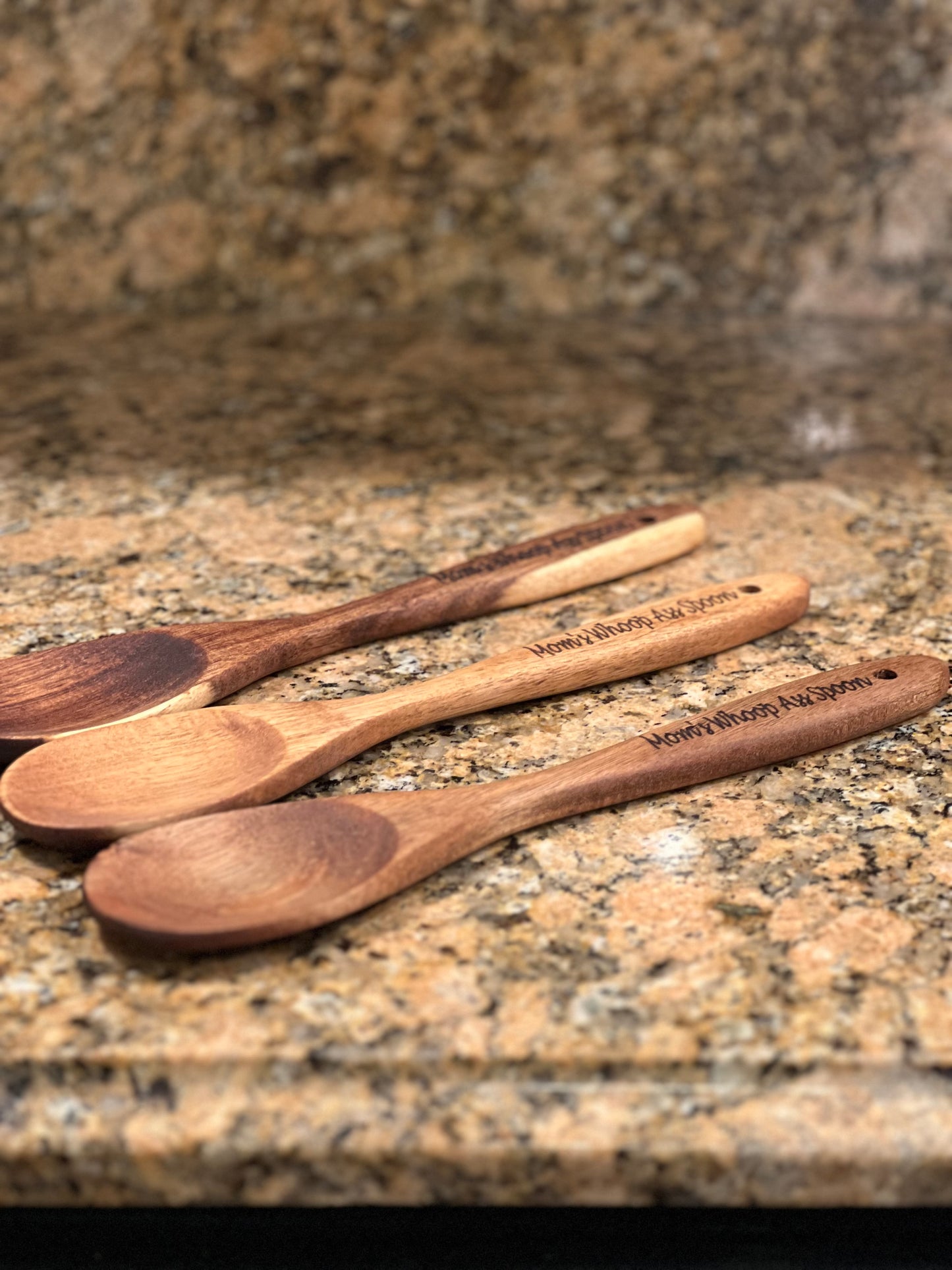 Mom's Whoop A$$ Spoon Premium Acacia engraved Spoon